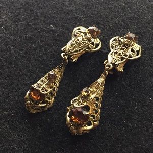 Vintage Ornate Filagree Art Deco Czecho Clip-ons